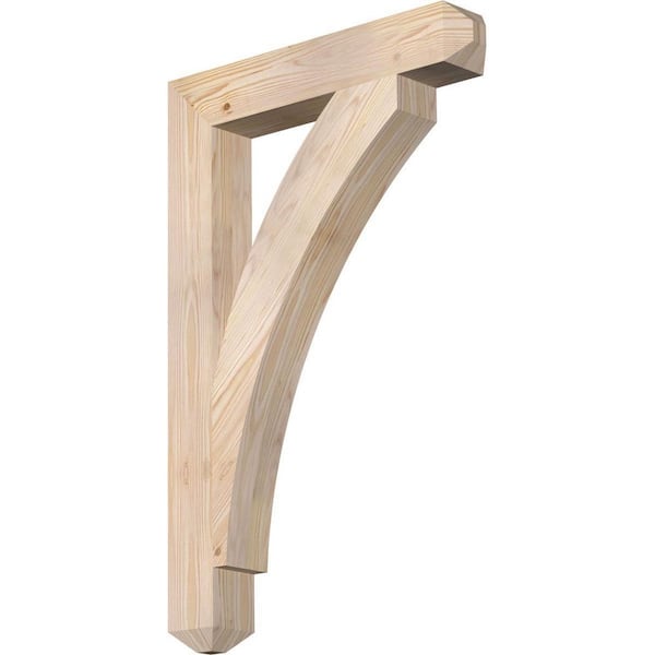 Ekena Millwork 3.5 in. x 34 in. x 22 in. Douglas Fir Thorton Craftsman Smooth Bracket