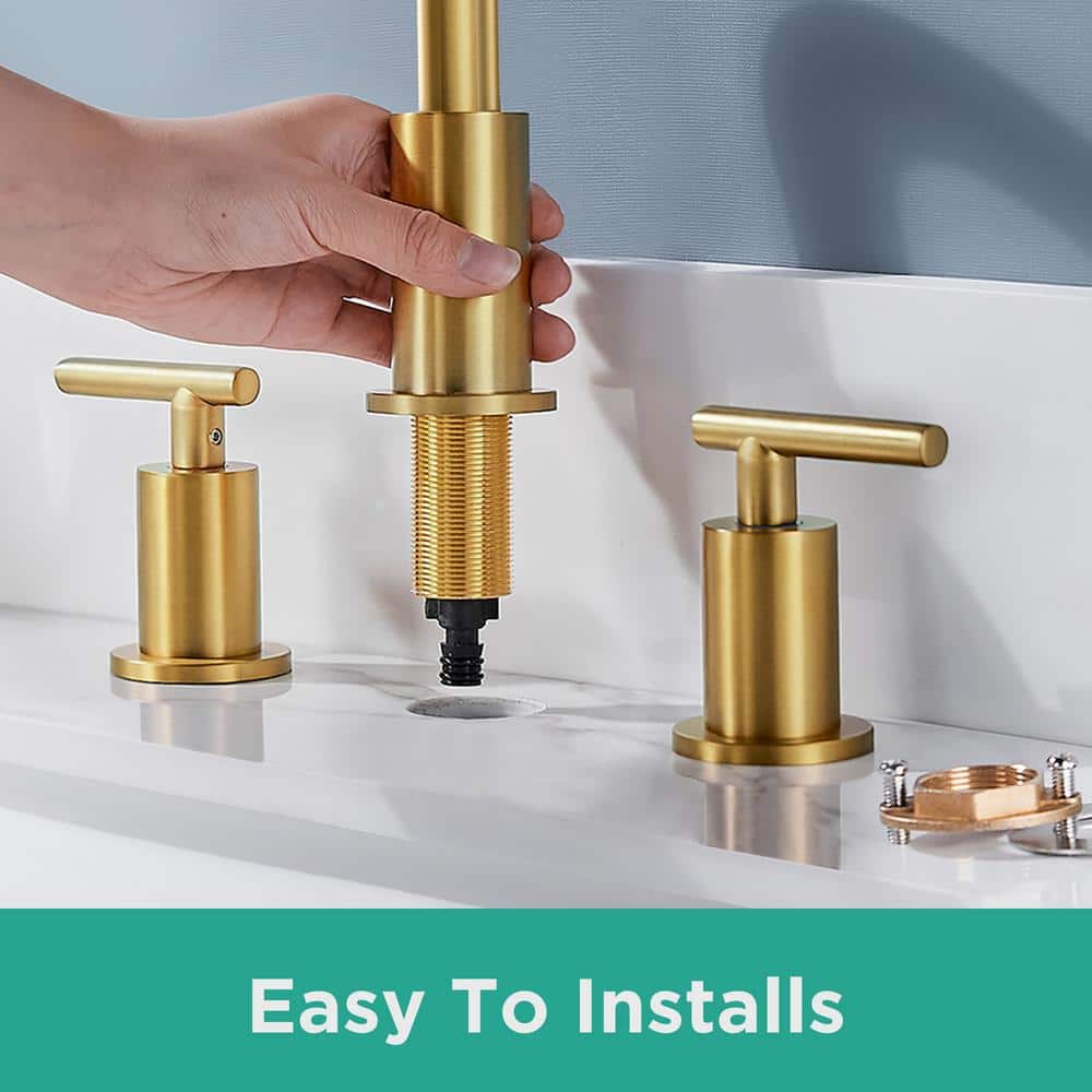 Brushed Gold 8-Inch Double Handle Widespread Bathroom Faucet