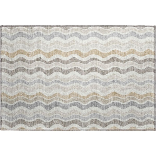 Mayfield Premium Machine Washable Abstract AMF2342 Ivory 2 ft. x 3 ft. Accent Rug