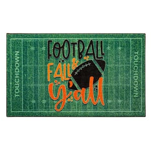 Football and Fall Y'all Green 2 ft. x 3 ft. 4 in. Machine Washable Area Rug