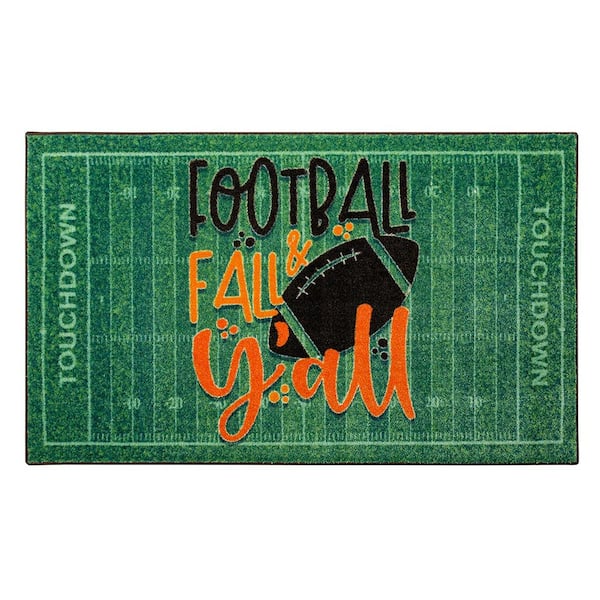 Mohawk Home Football and Fall Y'all Green 2 ft. x 3 ft. 4 in. Machine Washable Area Rug