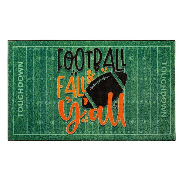 Mohawk Home Football and Fall Y'all Green 2 ft. 6 in. x 4 ft. 2 in. Machine Washable Area Rug