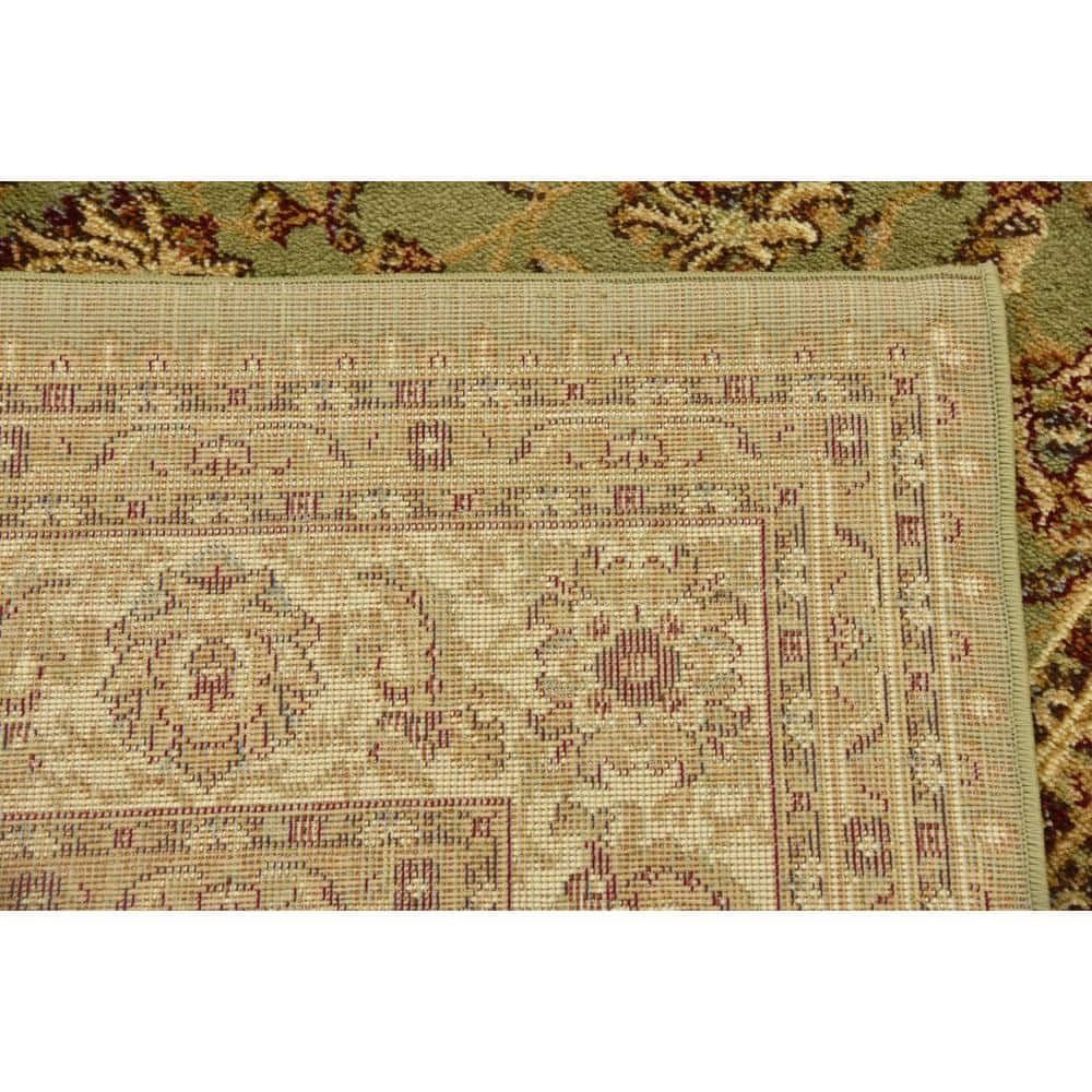 Green Rectangular Synthetic Easy Care Area Rug