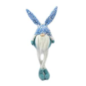 Jute Blue and White Fabric Bunny Rabbit Sitting Gnome