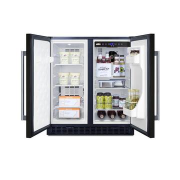 Summit Appliance 30 in. 5.4 cu. ft. Built-In Side by Side Refrigerator in Black, Counter Depth FFRF3070BK