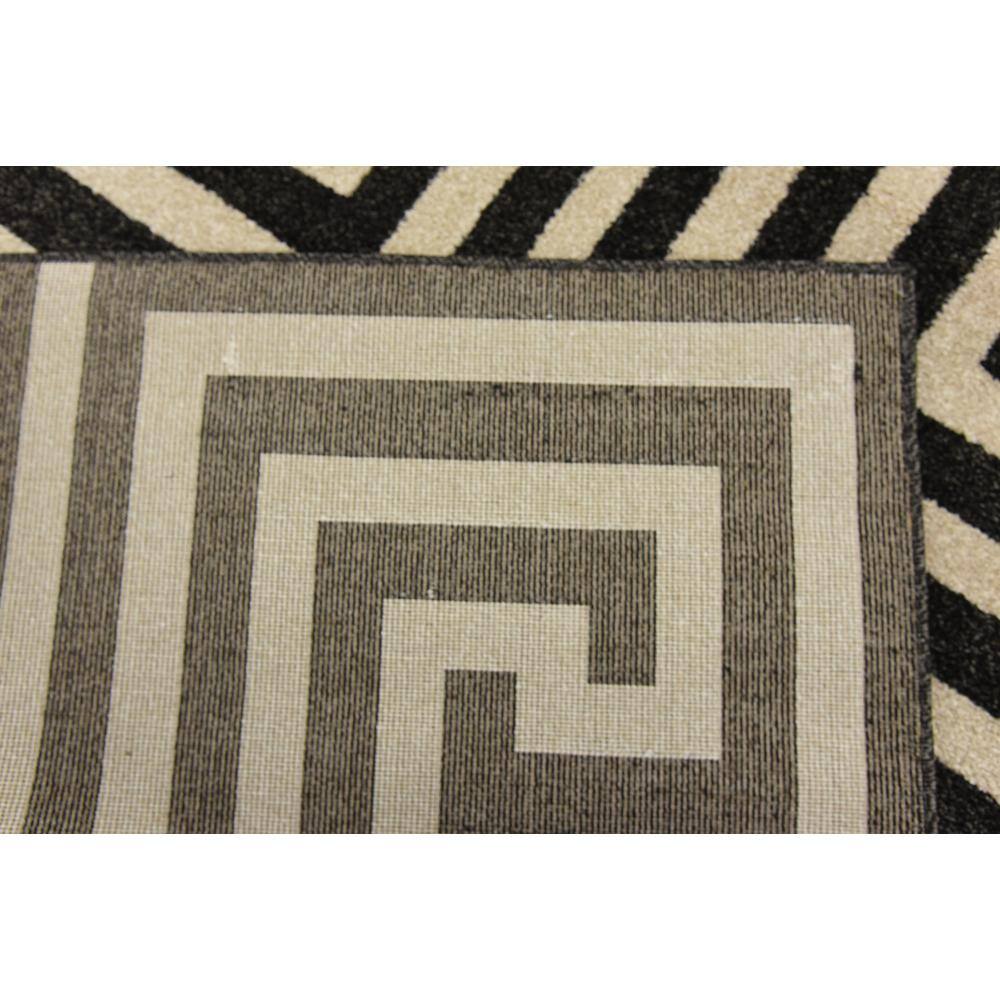 Black and Beige Geometric Rectangular Synthetic Area Rug