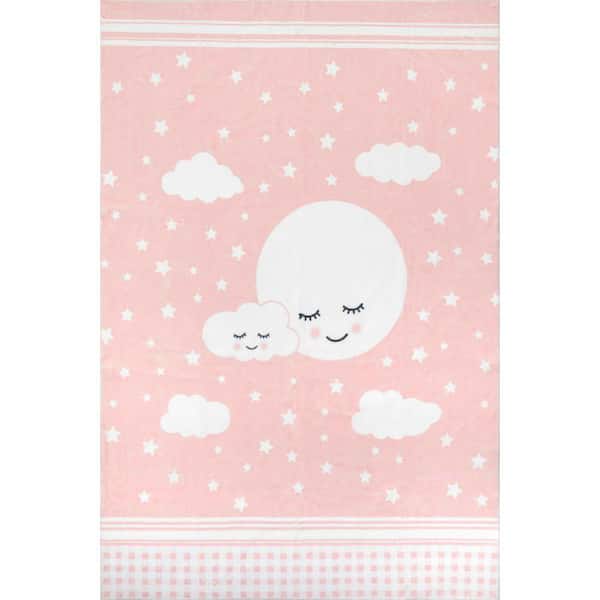 Peaceful Night Machine Washable Kids Area Rug Pink 3 ft. x 5 ft. Accent Rug