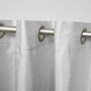 Chateau Navy/Grey Stripe Light Filtering Grommet Top Curtain, 54 in. W x 96 in. L (Set of 2)