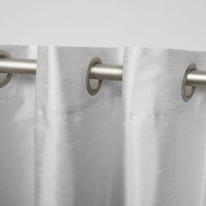 Chateau Navy/Grey Stripe Light Filtering Grommet Top Curtain, 54 in. W x 108 in. L (Set of 2)