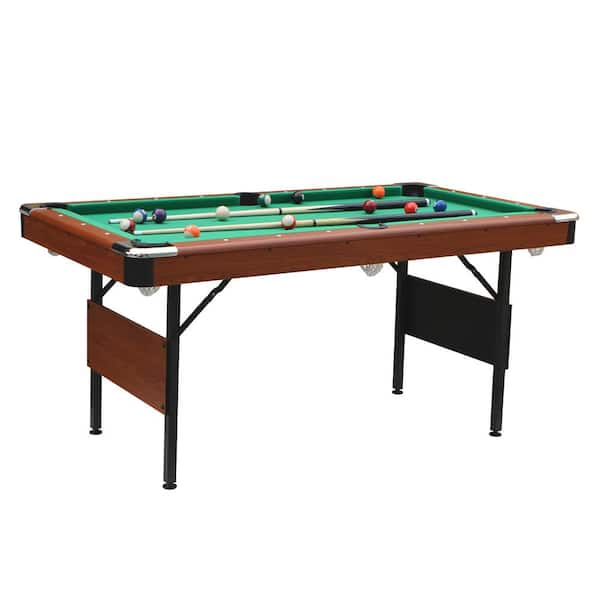 BTMWAY 65.75 in. Green Portable Pool Table Game Billiard Table (Includes Full Set of Balls, 1 Brush, 1 Triangle Rack, 2 Chalk)