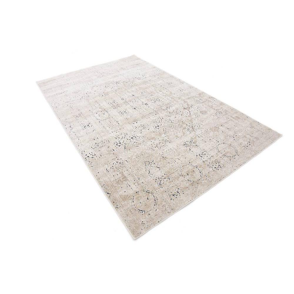 Beige Medallion Easy-Care Rectangular Synthetic Rug 5'1" x 8'