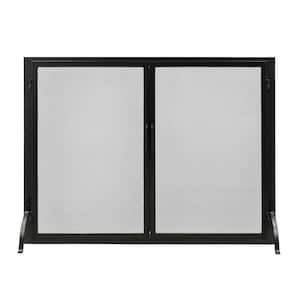 30 in. Tall Graphite 1-Panel Classic Flat Fireplace Screen with Doors