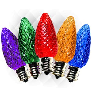 C9 LED Multi Color Faceted Replacement Christmas Light Bulb (25-Pack)