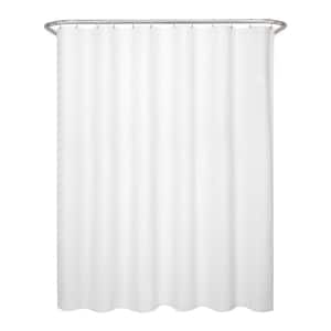 70 in. x 72 in. Textured Waffle Fabric White Shower Curtain
