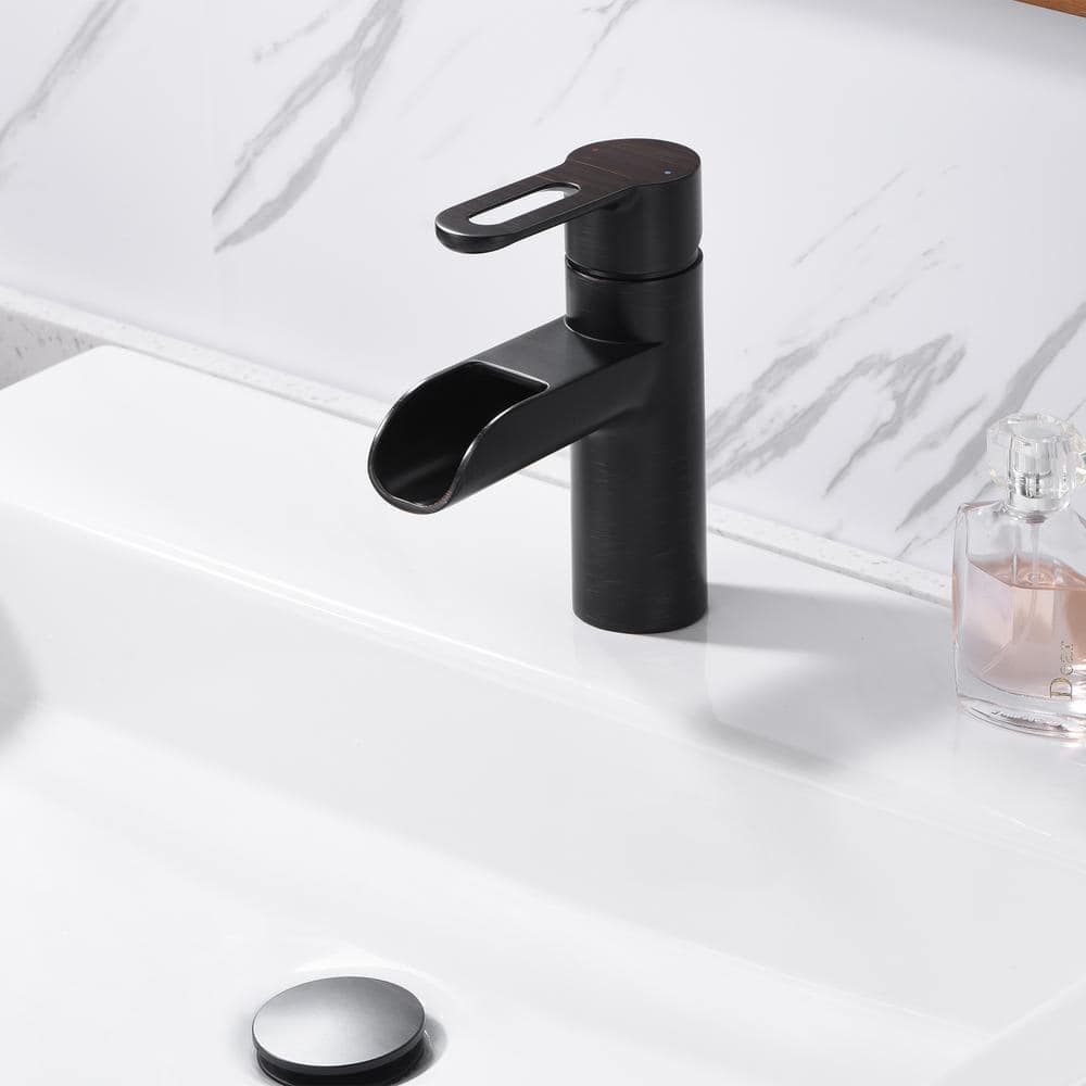 Oil Rubbed Bronze Single Handle Waterfall Bathroom Faucet