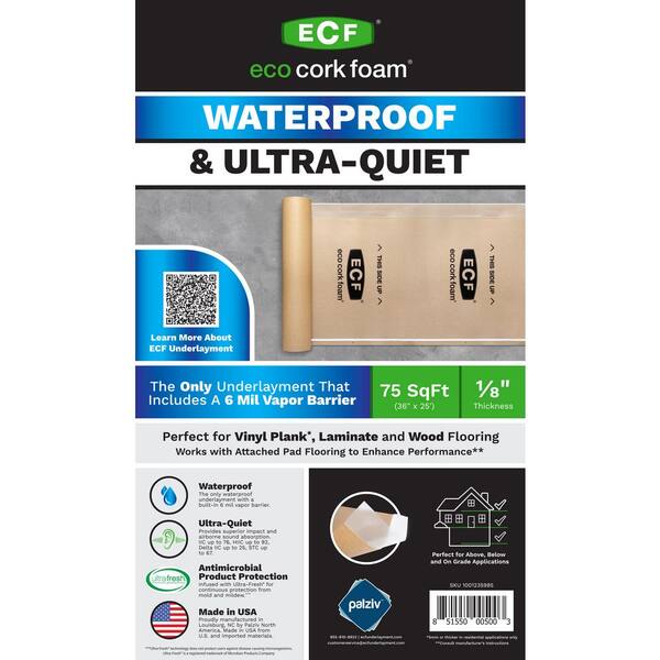 Floor Decor Eco-Ultra Quiet Underlayment – 100 Sq Ft Roll – 2mm Thick – Made In USA