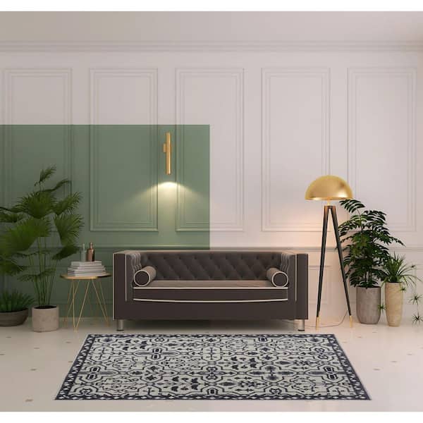 5 ft. x 8 ft. Gray Floral Area Rug