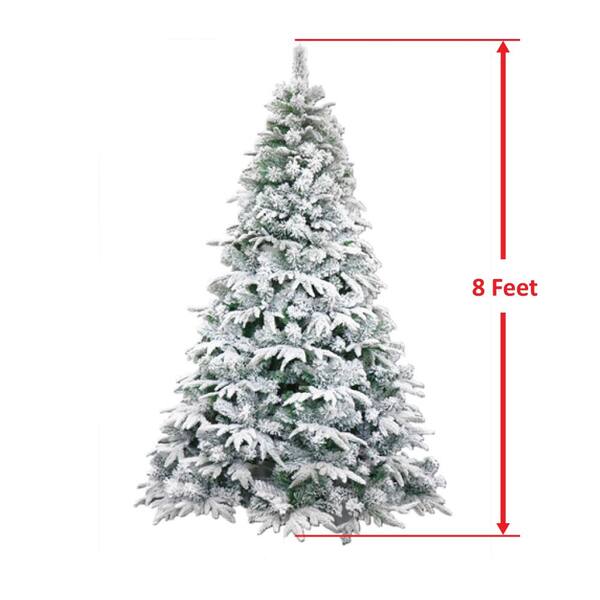 Aleko 8 Ft Unlit Flocked Artificial Christmas Tree Cts94h1300 Hd The Home Depot