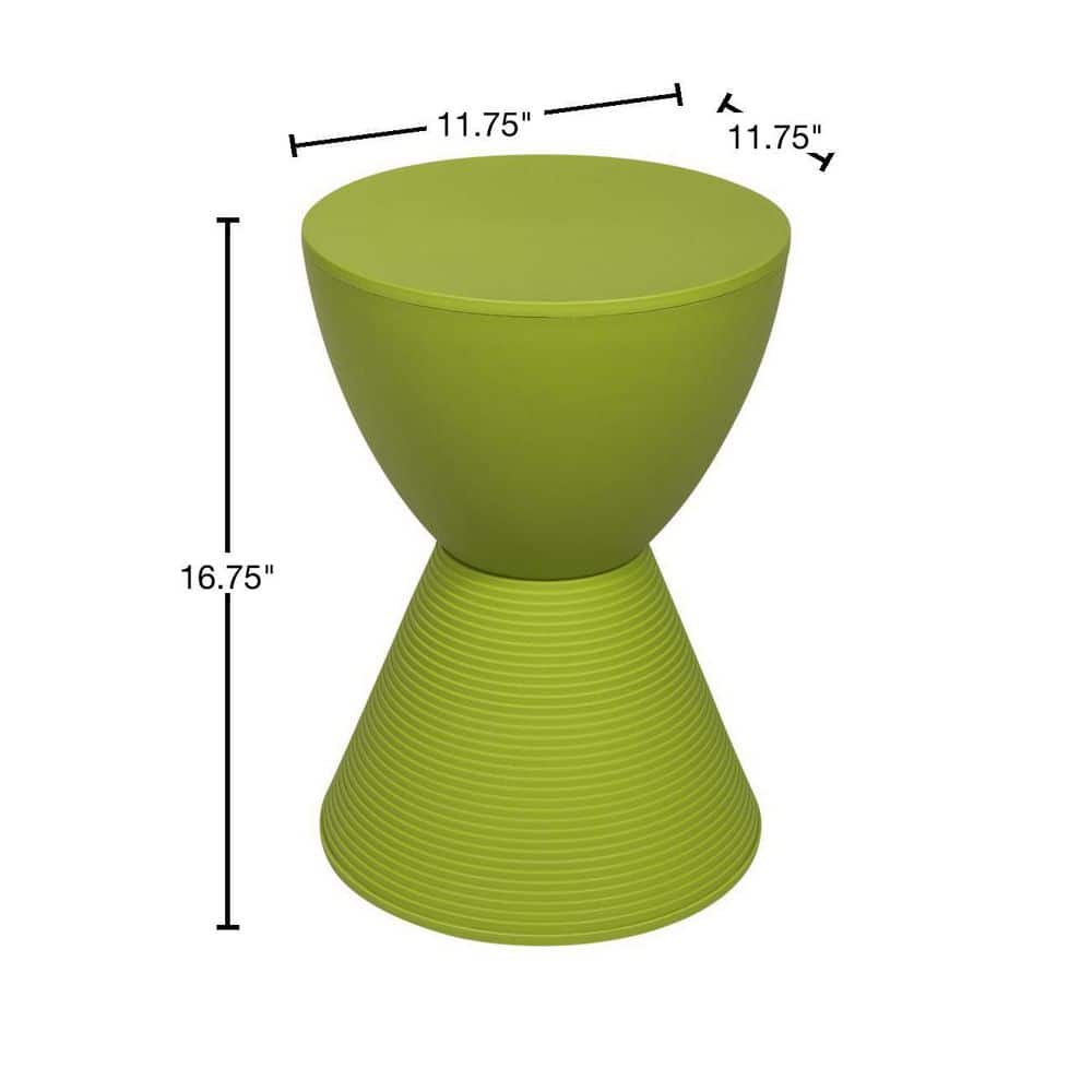 Modern Round Boyd Green Plastic Side Table with Ribbed Leg