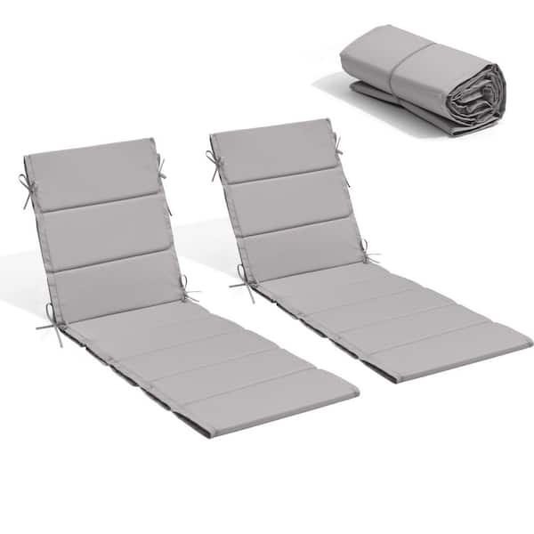 Unbranded 19 in. x 72 in. 2-Piece Cushion Guard Deep Seating Outdoor Chaise Lounge Cushion in Gray