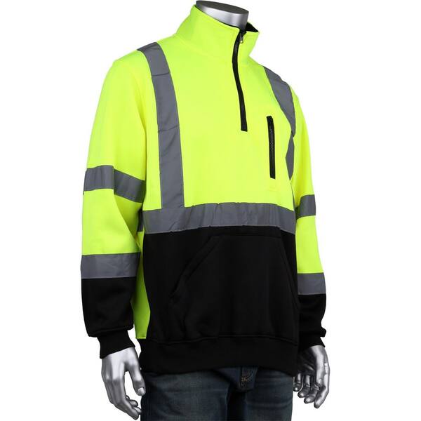 PIP Men's Large Lime Yellow ANSI Type R Class 3-Quarter-Zip