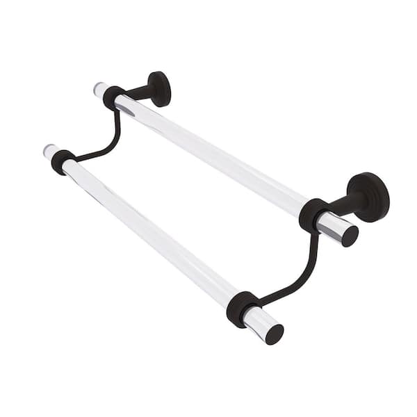 Allied Brass Pacific Beach Collection 24 in. Wall Mounted Double Towel Bar with Groovy Accents in Oil Rubbed Bronze