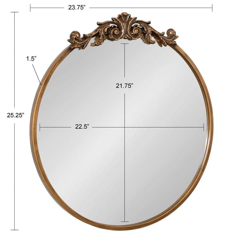 Arendahl 24" Round Gold Ornate Metal Vanity Mirror