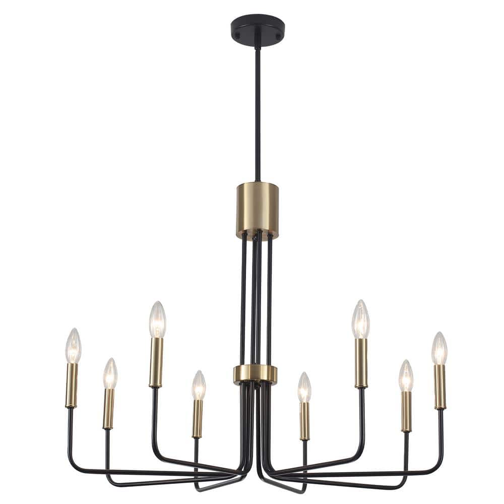 Black and Gold 8-Light Candle Style Chandelier