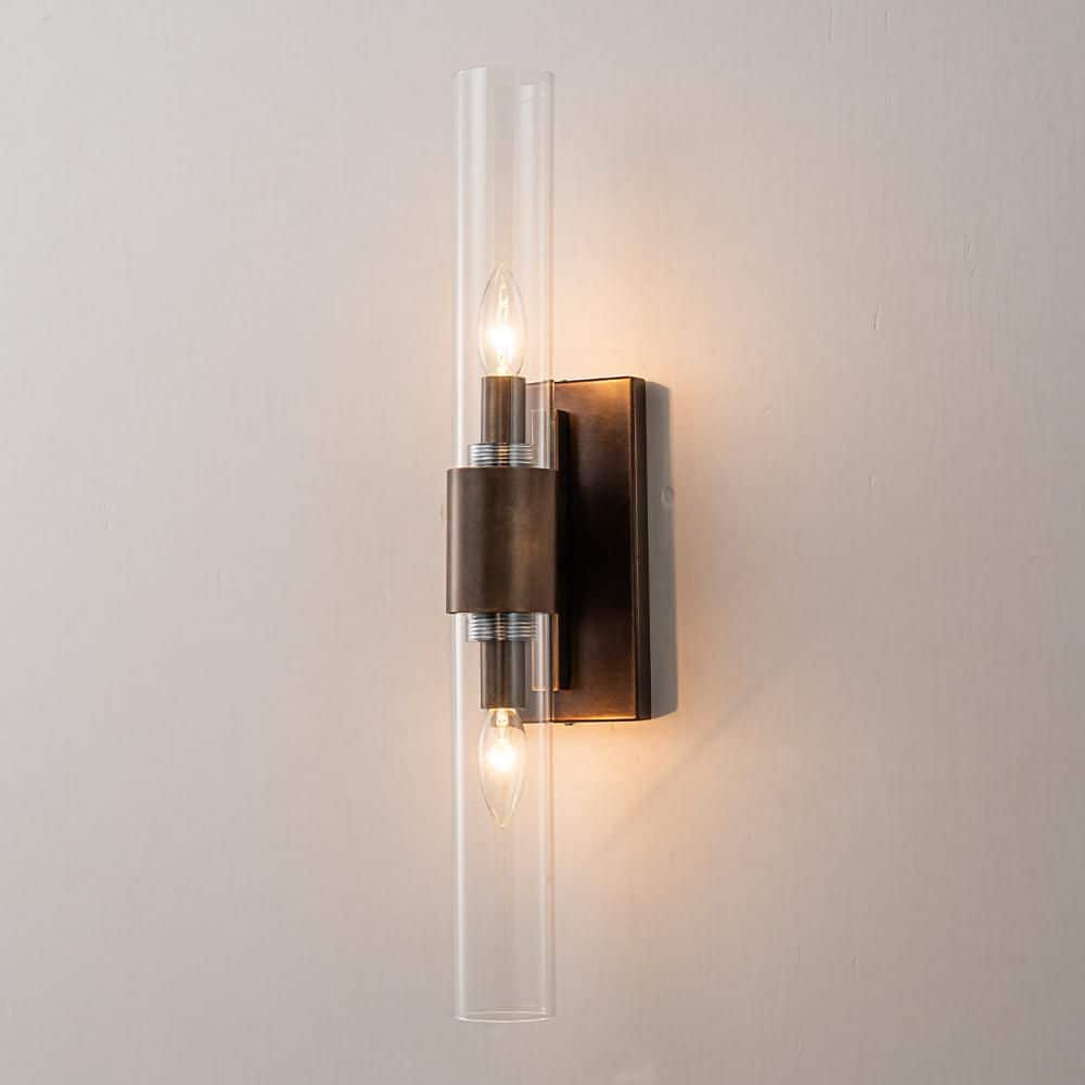 H23 in. Antique Bronze 2-Light Modern Vanity Light Over Mirror Unique/Statement Double Wall Sconce for Bathroom Bedroom price history on PriceWatchPro