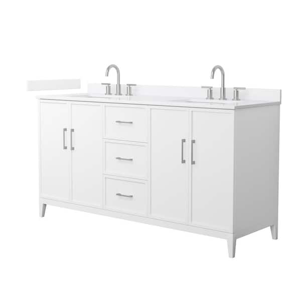 Wyndham Collection Elan 66 in. W x 22 in. D x 35 in. H Double Bath Vanity in White with White Quartz Top
