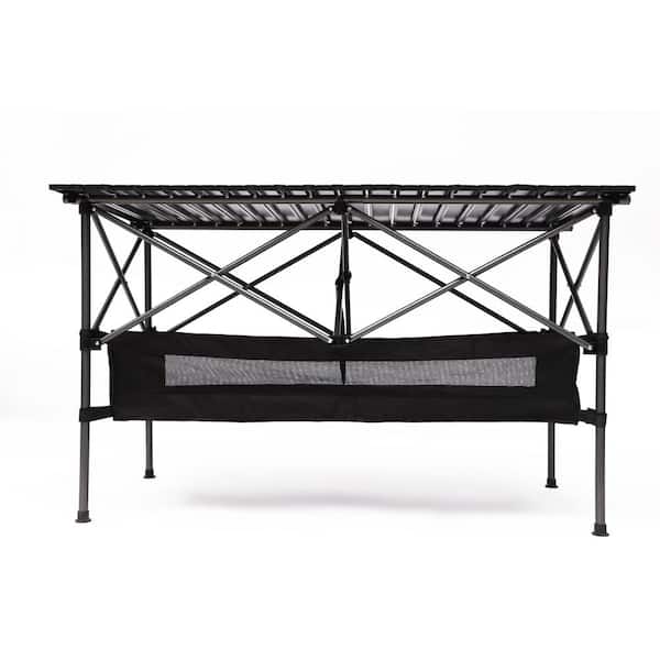 maocao hoom Folding Outdoor Table with Carrying Bag, Lightweight Aluminum Roll-up Rectangular Table, Black (1-Piece)