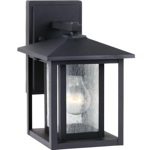 Generation Lighting Hunnington 1-Light Black Outdoor 11 in. Wall Lantern Sconce