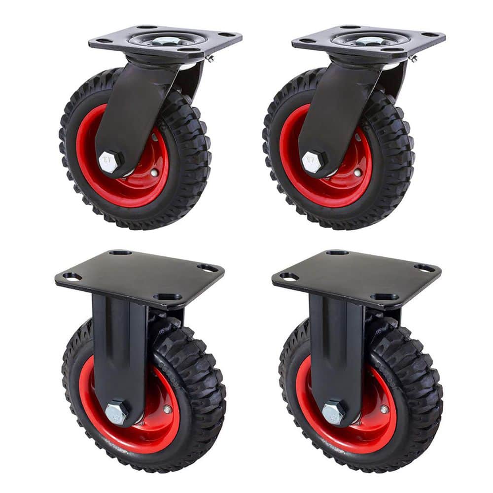 6 in. Plate Caster Wheels (2 Swivel and 2 Fixed), Heavy-Duty Plate Casters with Rubber Knobby Tread (4-Pack) price history on PriceWatchPro