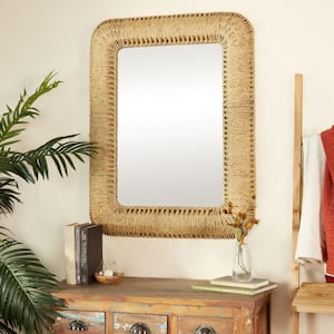 40 in. x 32 in. Rectangle Framed Brown Wall Mirror