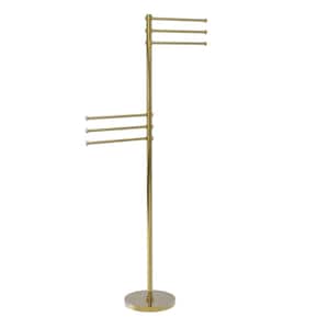 Towel Stand with 6-Pivoting 12 in. Arms in Unlacquered Brass