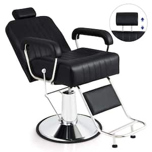 Black PVC Swivel Recliner with Reclining Backrest and 360° Swivel