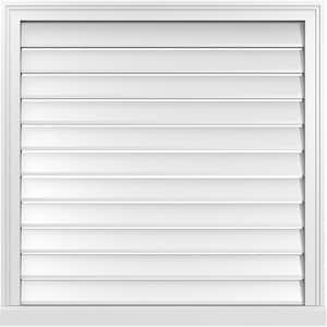 34 in. x 34 in. Vertical Surface Mount PVC Gable Vent: Functional with Brickmould Sill Frame