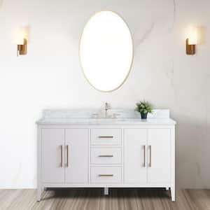 60 in. W x 22 in. D x 34 in. H Single Sink Bathroom Vanity Cabinet in White with Engineered Marble Top in White