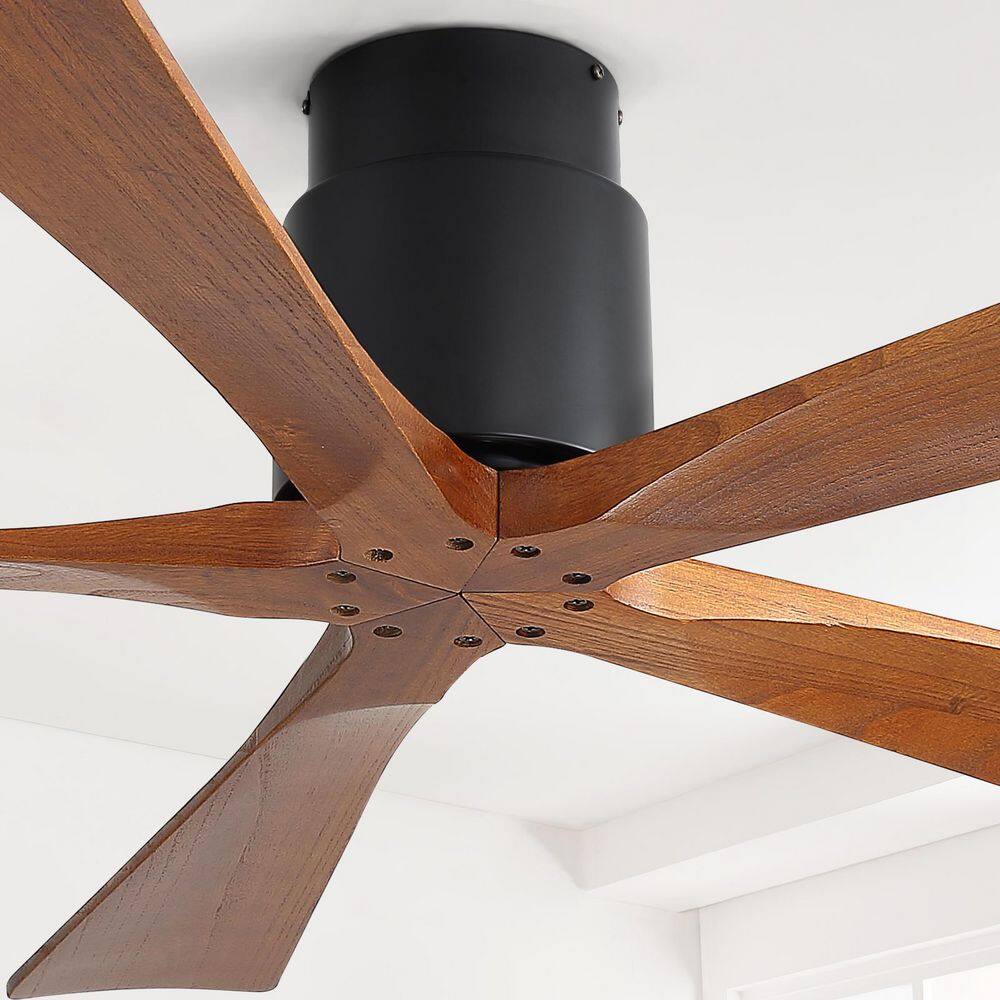 52 in. Indoor/Outdoor Matte Black Modern Ceiling Fan with 5-Wood Fan Blades and DC Motor Downrod Remote Included price history on PriceWatchPro