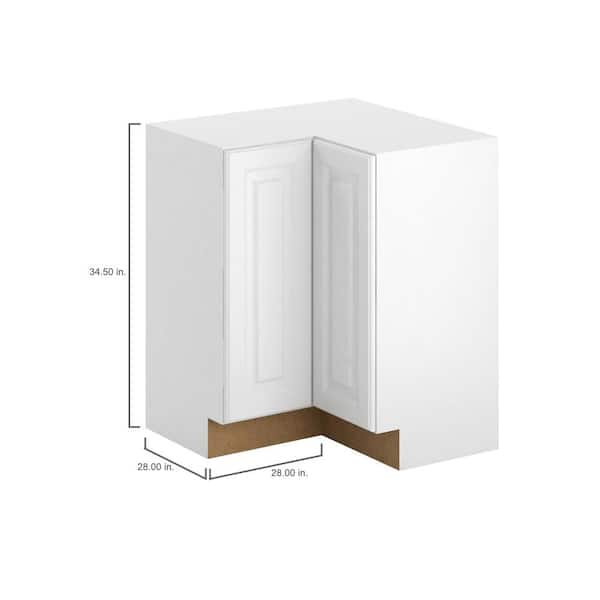 Hampton Bay Madison Assembled 28 5x34 5x28 5 In Corner Base Cabinet In Warm White Bc3636 Mww The Home Depot