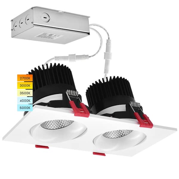 LUXRITE 7 in. Canless Head Adjustable LED Recessed Lights 24W 5 Color Selectable Dimmable Integrated LED Recessed Light Kit 1-Pk