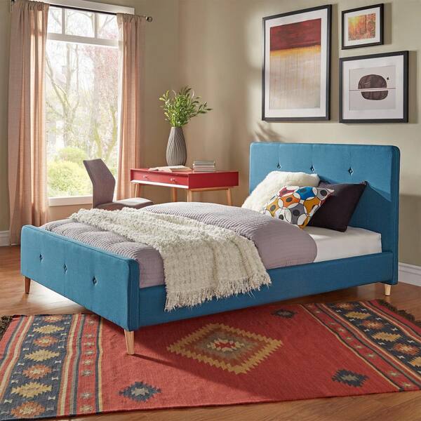 HomeSullivan Veronica Mid Century Cobalt Queen Standard Bed