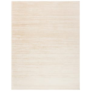 Adirondack Champagne/Cream 10 ft. x 14 ft. Solid Color Striped Area Rug