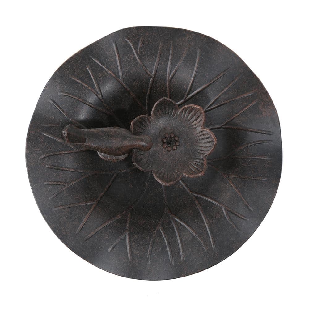 Bronze Aluminum and Iron Outdoor Bird Bath with Bird Detail