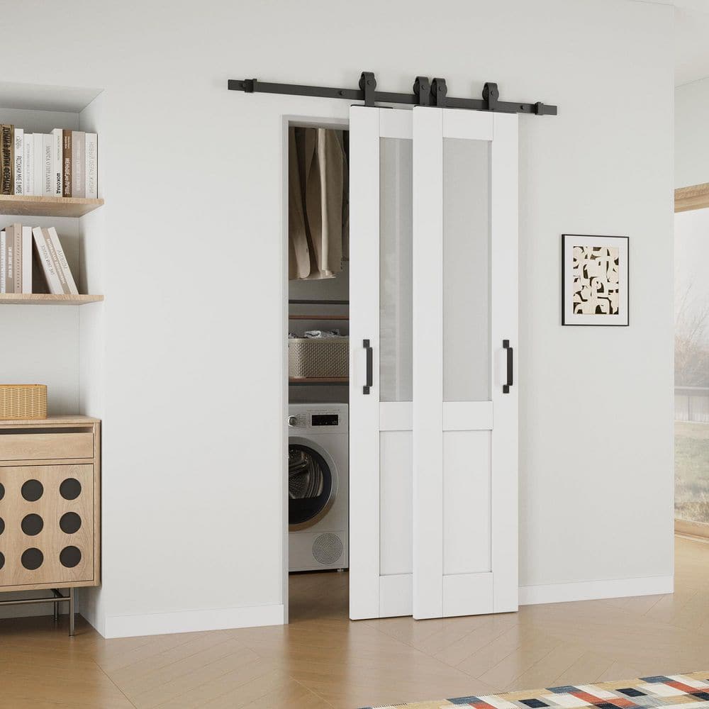 ARK DESIGN 28 in. x 80 in. (Double 18 in. ) 1/2-Lite Frosted Glass ...