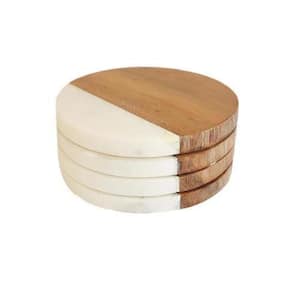 Fusion Wood and Marble Coasters (4-Pieces)