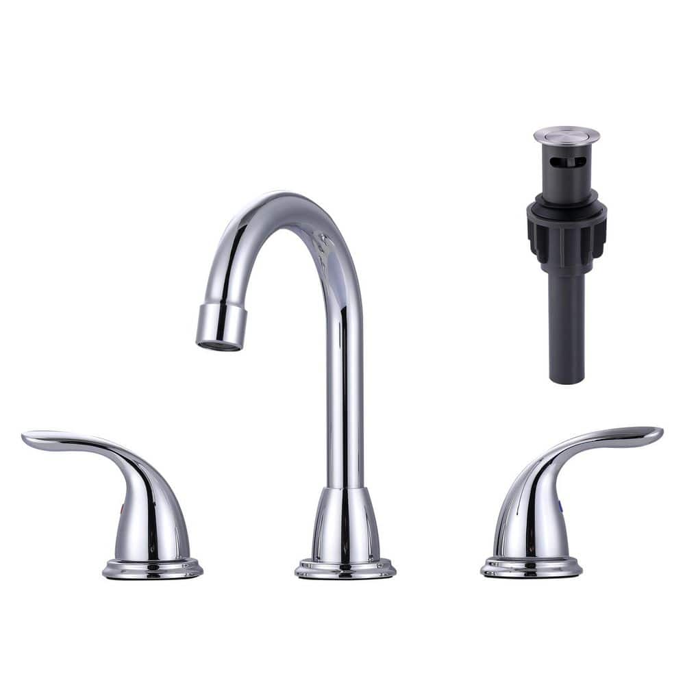 8 in. Widespread Double Handle Bathroom Faucet with Drain Kit Included in Polished Chrome price history on PriceWatchPro