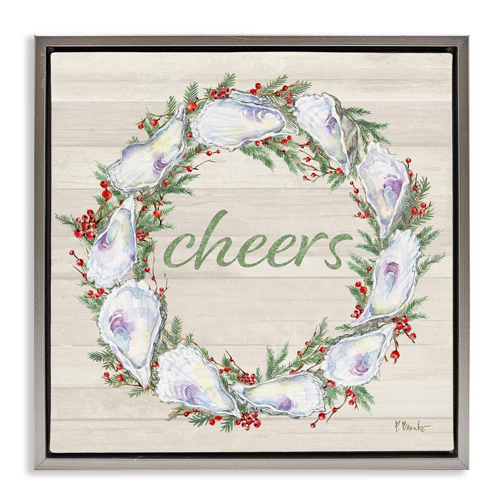 Shells and Holly Cheers by Paul Brent Gray Floater Frame Typography Graphic Art Print 25 in. x 25 in. price history on PriceWatchPro