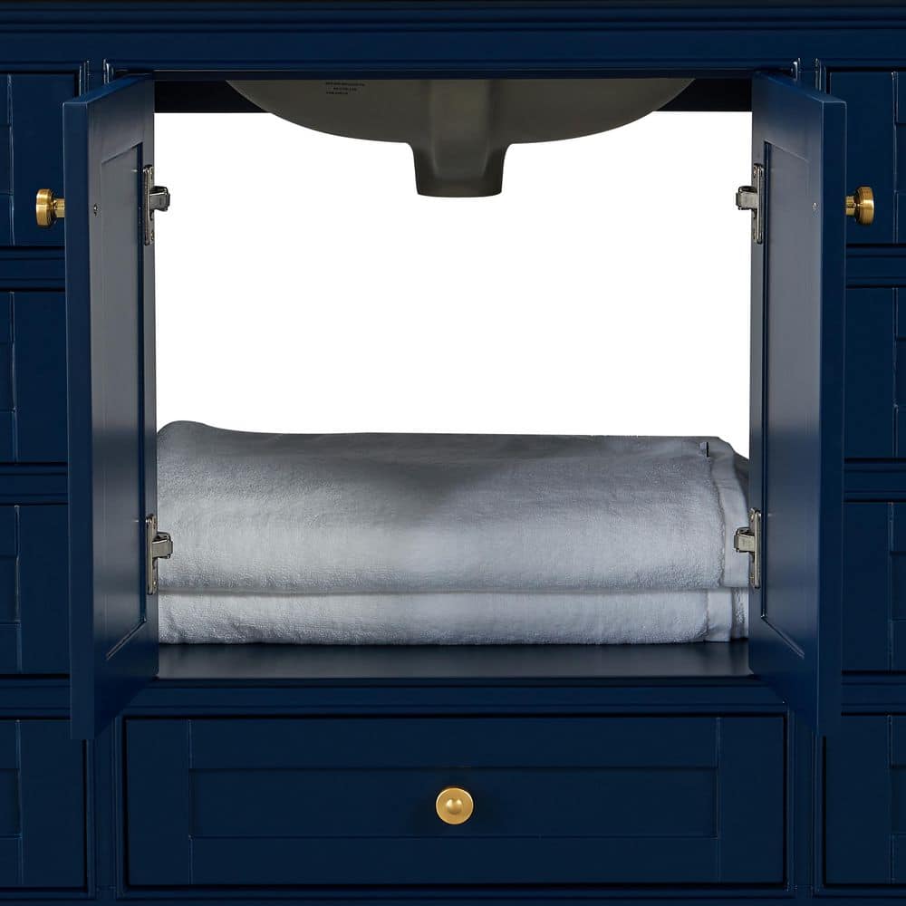 Audrey 84'' Heritage Blue Double Vanity with Calacatta Quartz Top