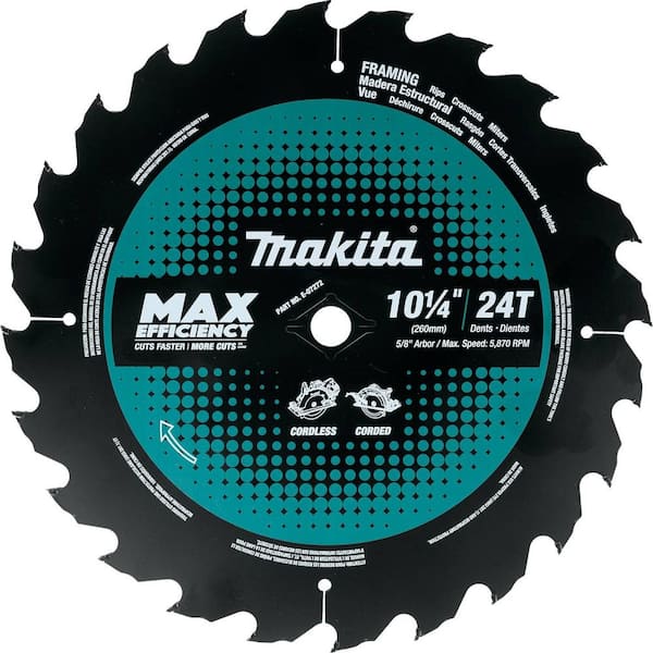 Makita 10-1/4 in. 24T Carbide-Tipped Max Efficiency Thin Kerf Circular Saw Blade, Framing